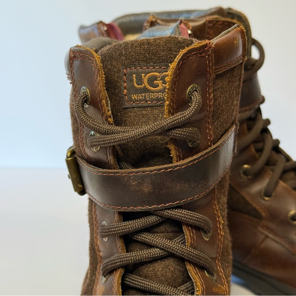 UGG Kesey Waterproof Leather Winter Boots – Women’s Size 9.5 – Chestnut Brown - Picture 7 of 9